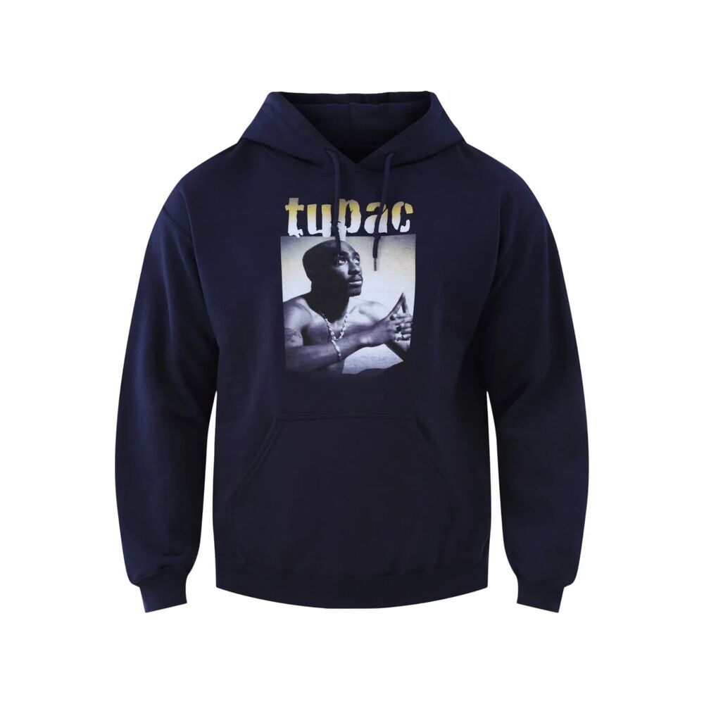 Tupac Collage Graphic Pullover Hoodie Sweatshirt – Size Large – New – Navy